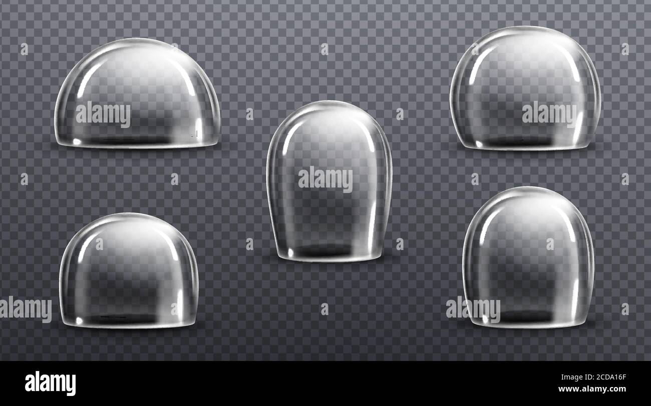 Download Glass Or Clear Plastic Domes Vector Realistic Mockup Of Empty Protection Cover Acrylic Bell Jar Exhibition Display Case Hemisphere Shields Isolated On Transparent Background Stock Vector Image Art Alamy