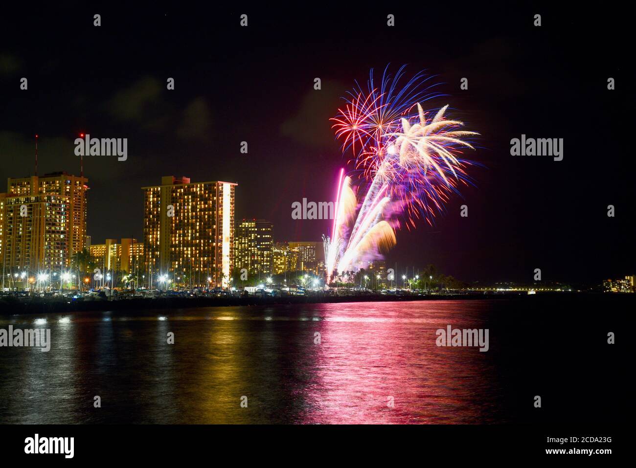 Spectacular firework display hosted by Hilton Waikiki Village on Friday