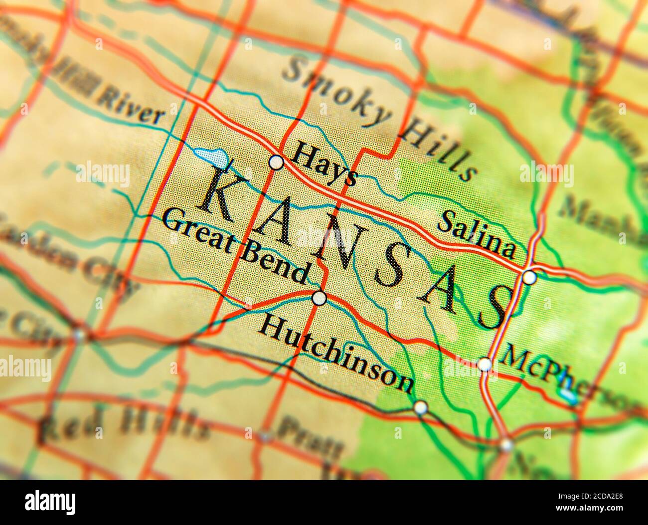 Geographic map of US State Kansas Stock Photo - Alamy