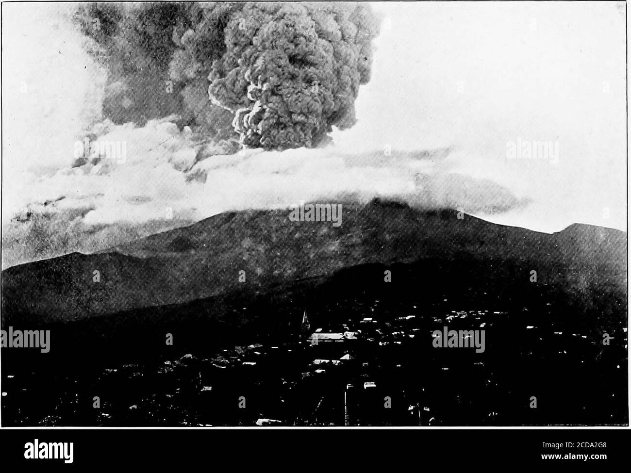 . Life and adventure in the West Indies; a sequel to Adventures in search of a living in Spanish-America . The Ruins of St. Pierre in 1908, six years after its destruction. (The summit of the volcano, Mont Pele, is shghtly covered by a cloud.). Morne Rouge, a neighbouring village, a few hours before its destruction. i^Pkoto by kind permission of Monsieur Fabre.) Stock Photo