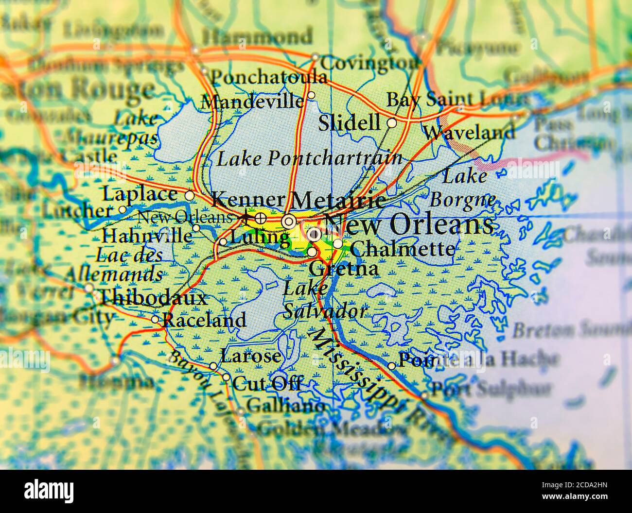 Geographic map of US State city New Orleans Stock Photo - Alamy
