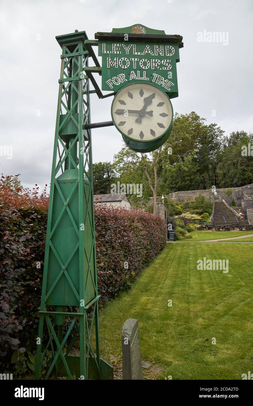 leyland motors clock formerly on the A6 at shap now in the grounds of the brewery arts centre Kendal cumbria england uk Stock Photo