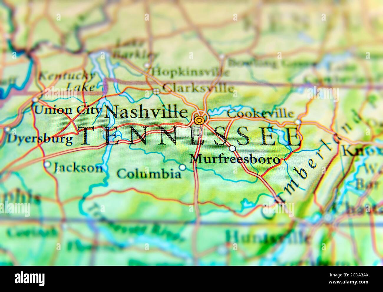 Geographic map of US State Tennessee Stock Photo - Alamy