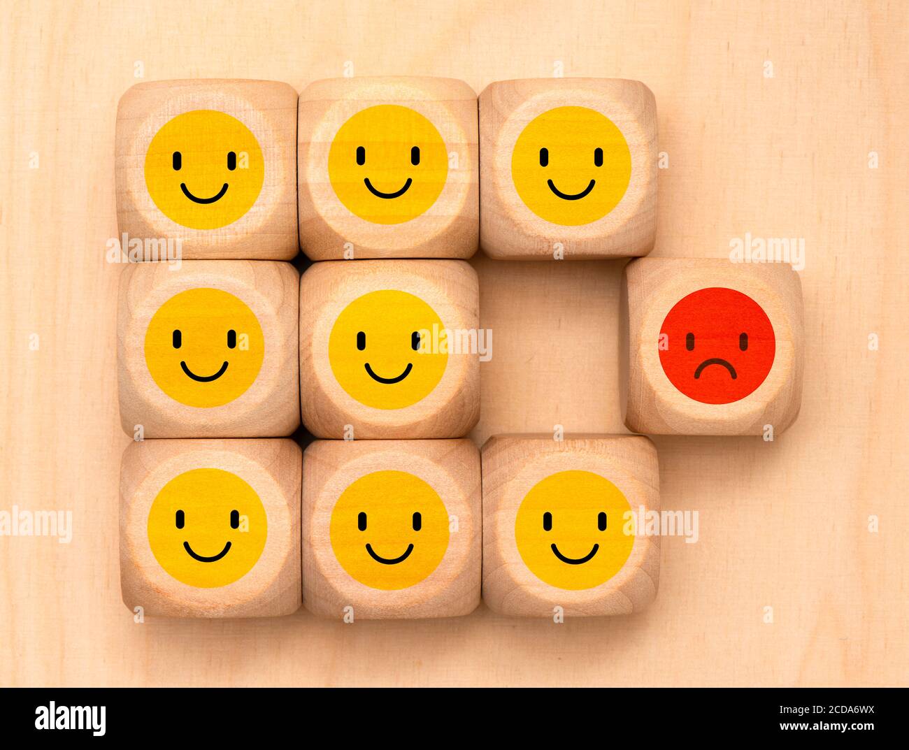 Emojis mit guter und schlechter Laune Stock Photo