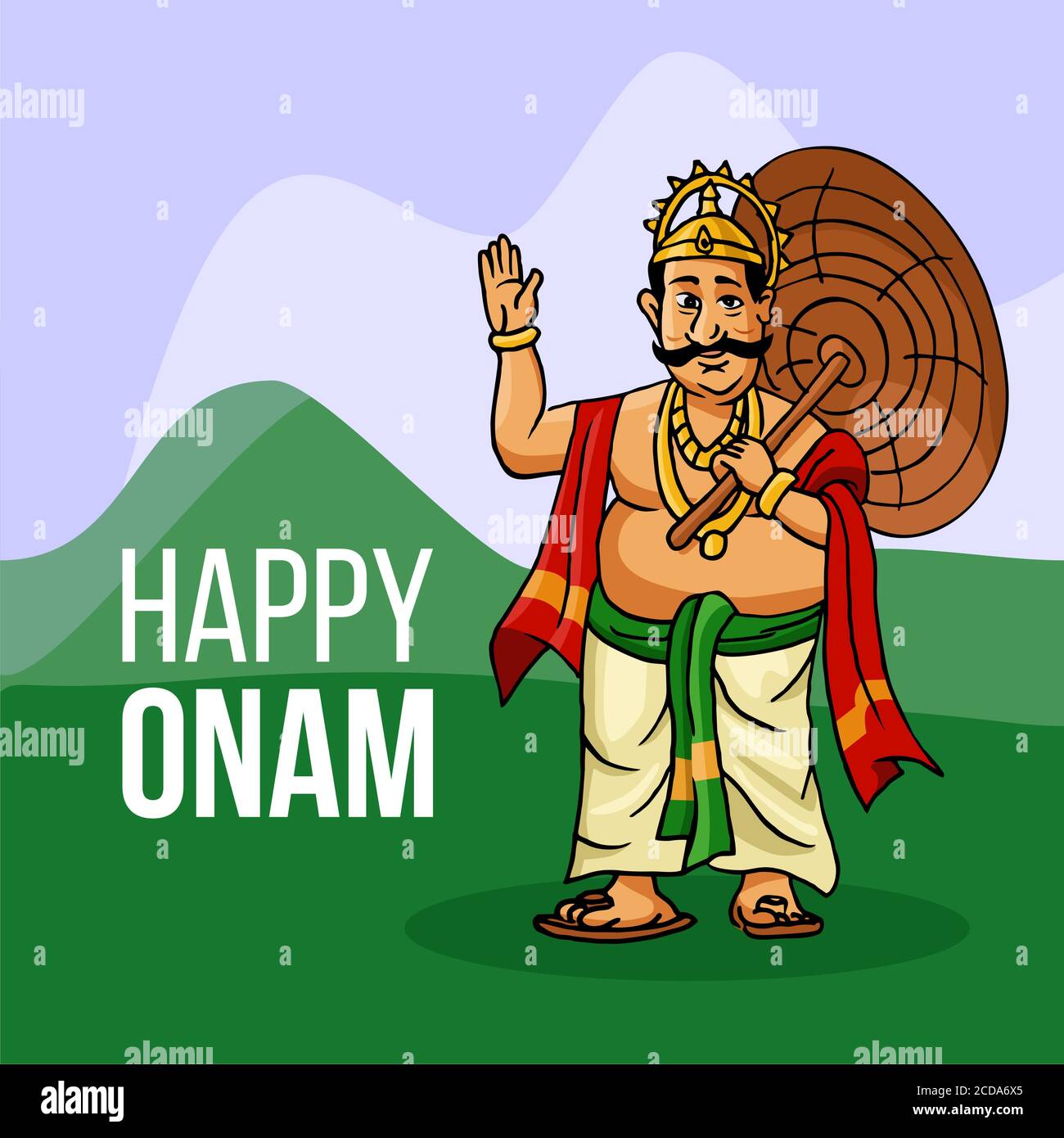 Kerala Onam Festival Mahabali also kown Maveli in Green field with Happy  Onam Text Stock Vector Image & Art - Alamy