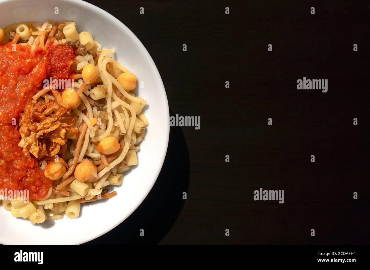 Famous traditional Arabic, Egyptian dish Koshari. National Kushari in