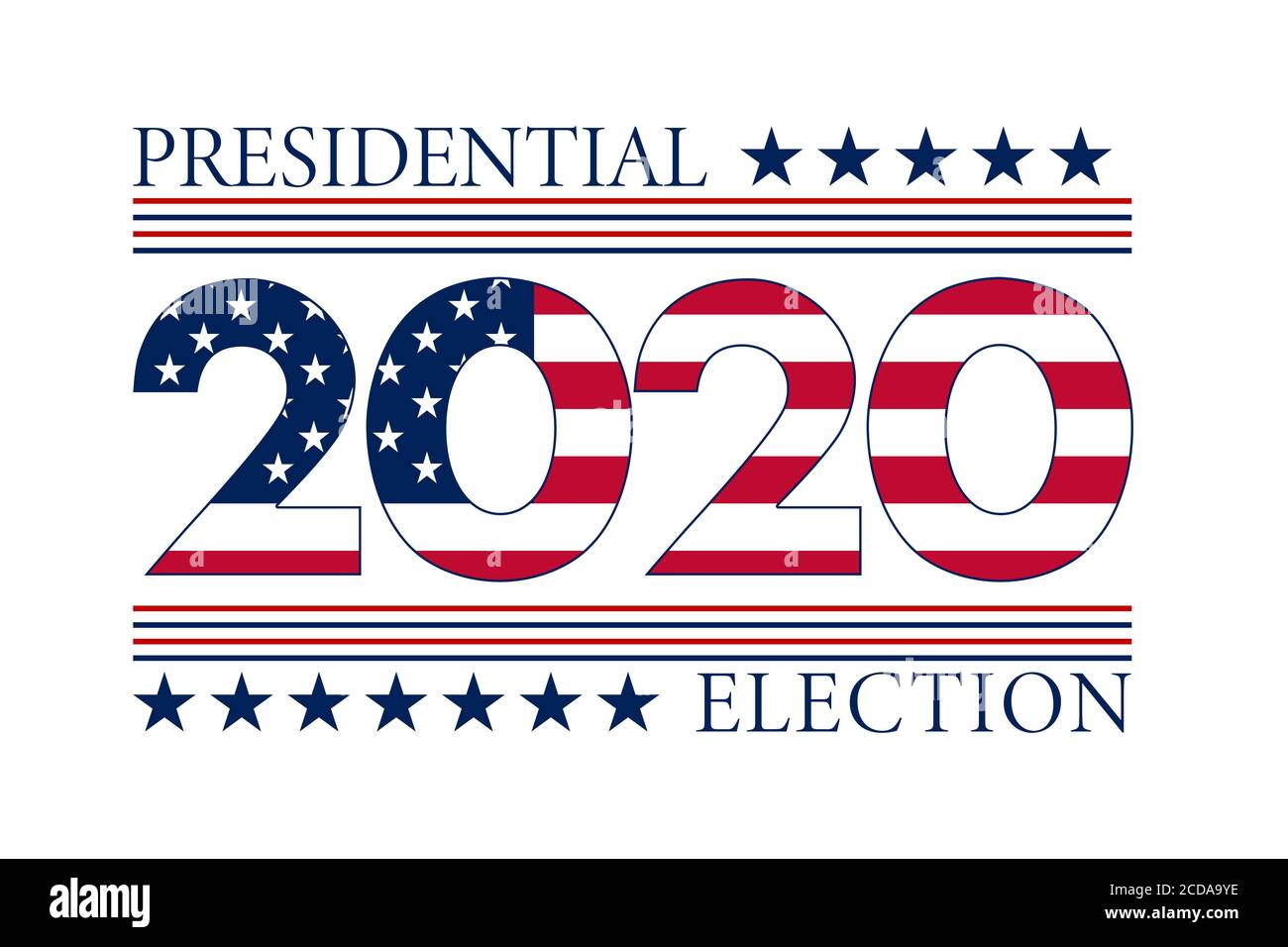 a 2020 presidential election american flag overlay slide card illustration graphic Stock Photo