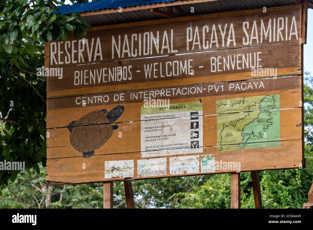 Entrance to Pacaya Samiria National Reserve in the Peruvian Amazon Stock Photo