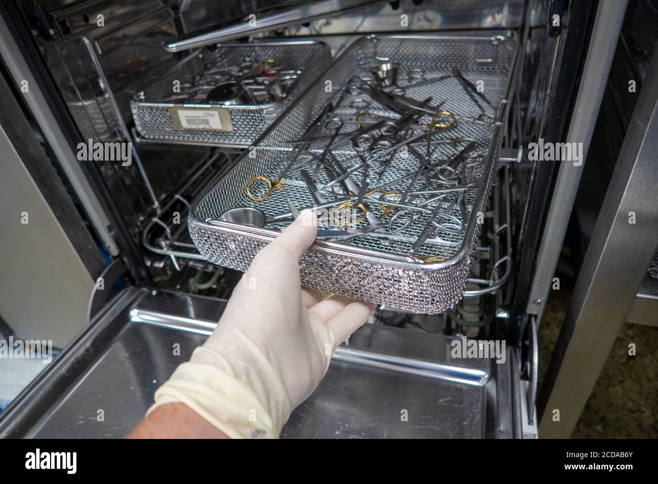 in a sterilization department of a hospital, surgical instruments are