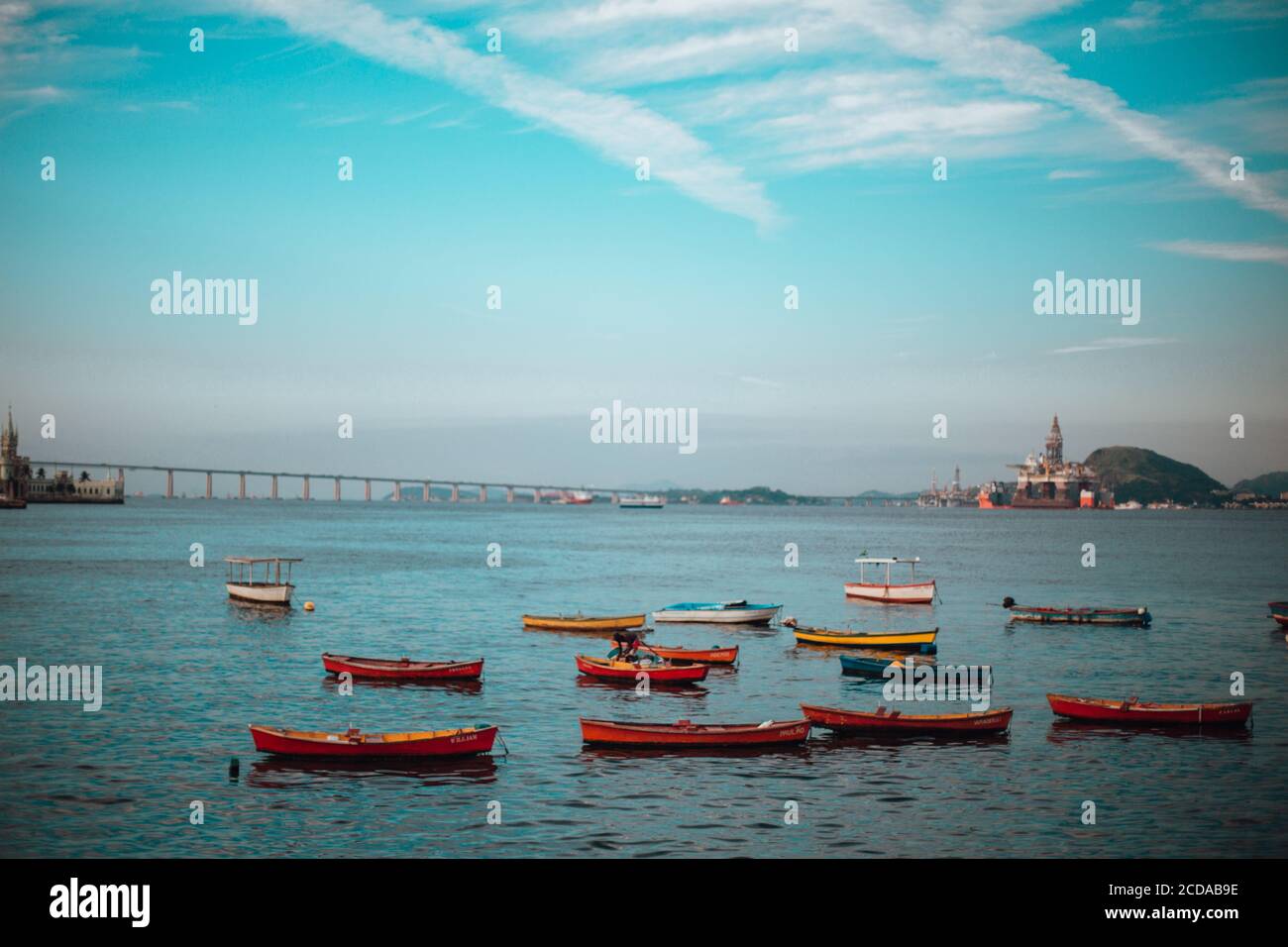 High angle shot of boats in the sea Stock Photo - Alamy