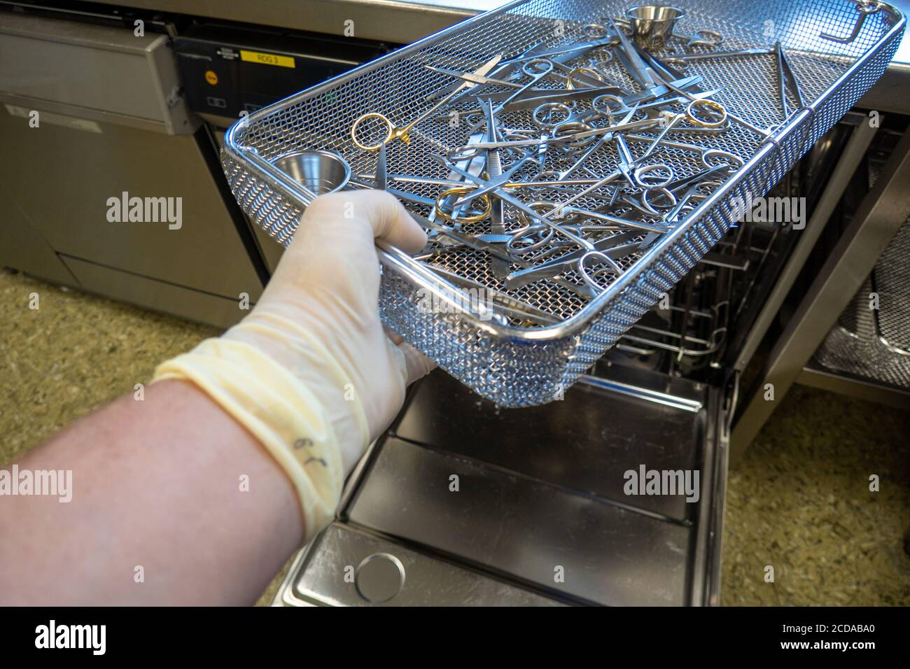 in a sterilization department of a hospital, surgical instruments are