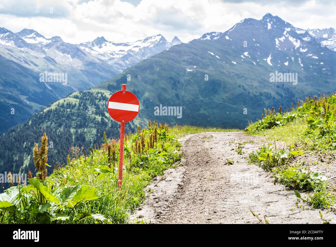 Stop Sign Hiking Path Or Mountain Biking Trail Closed Stock Photo