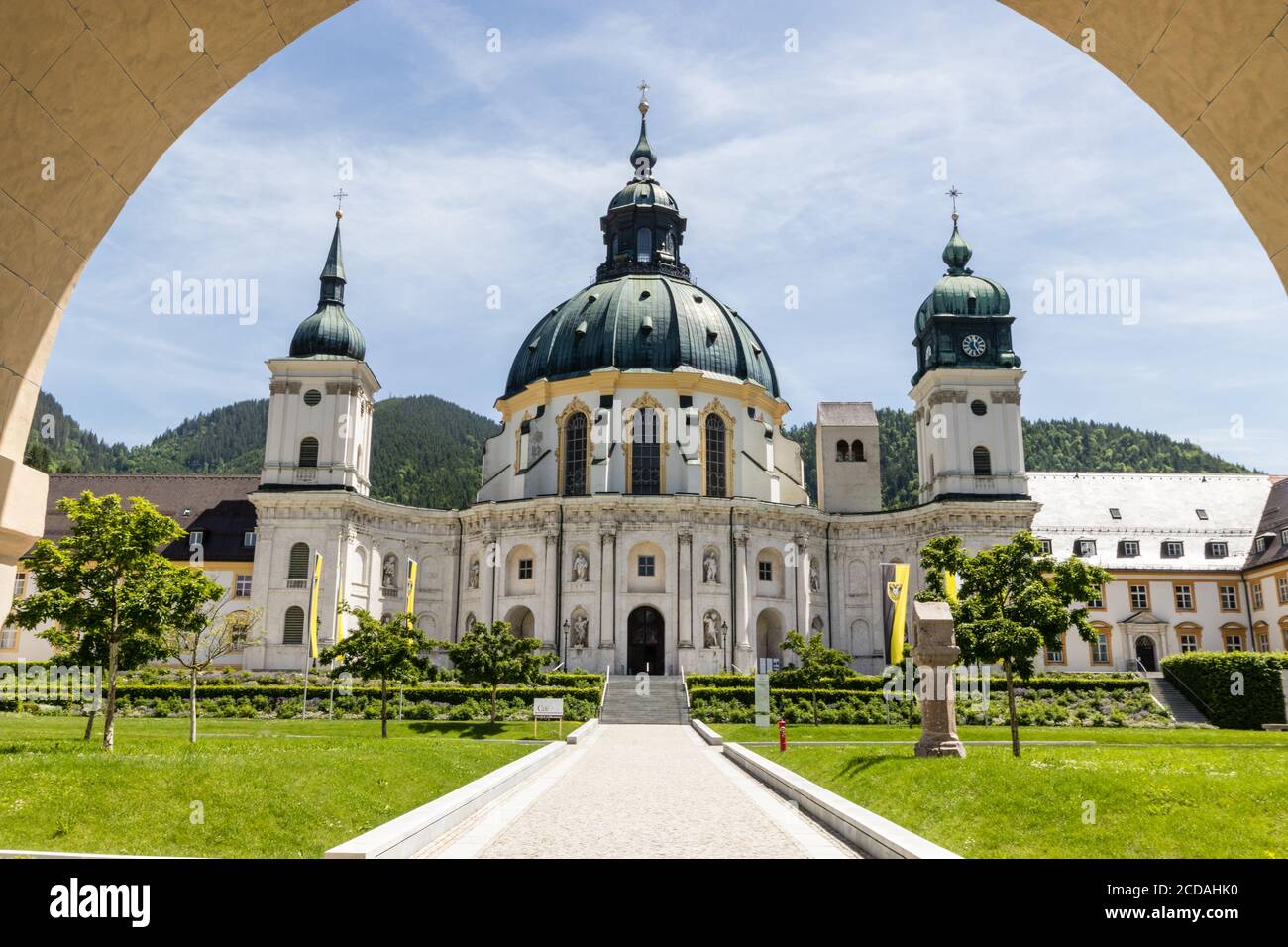 Benedictine monastery from Ettal village, Bavaria, Germany called Ettal Abbey Stock Photo