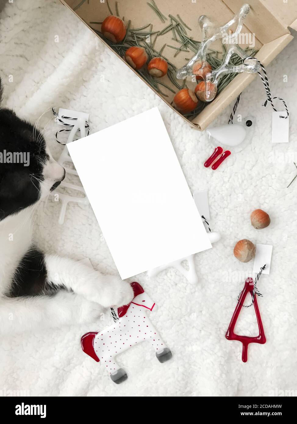 Download Christmas Greeting Card Mockup Empty White Postcard With Space For Text And Cute Cat Paws Holding Modern Festive Glass Ornaments On White Soft Blanke Stock Photo Alamy Yellowimages Mockups