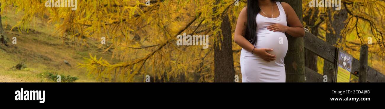 Young pregnant asian woman holding her belly Stock Photo - Alamy