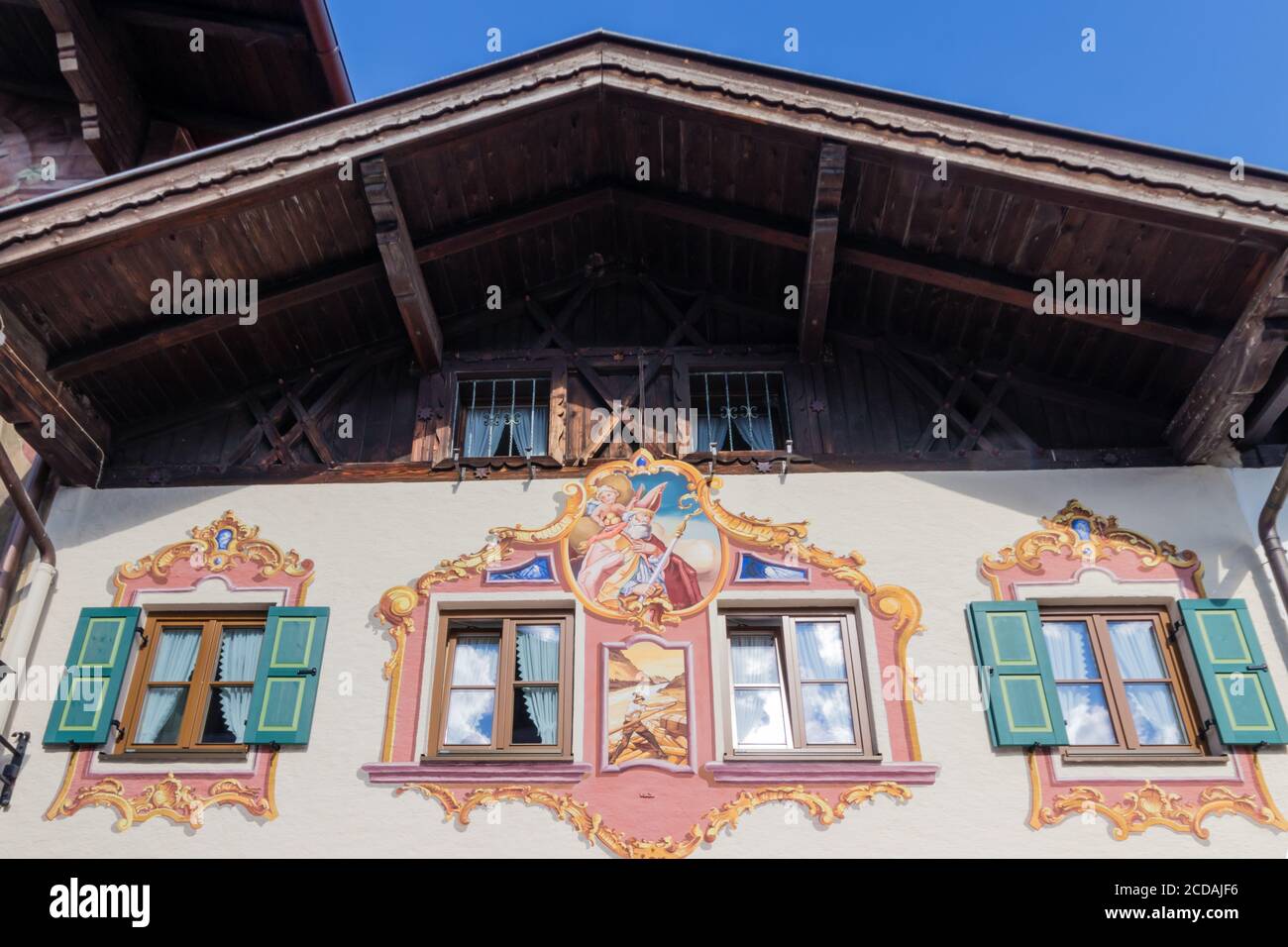 The beautiful city of Mittenwald from Germany and its painted facades Stock Photo