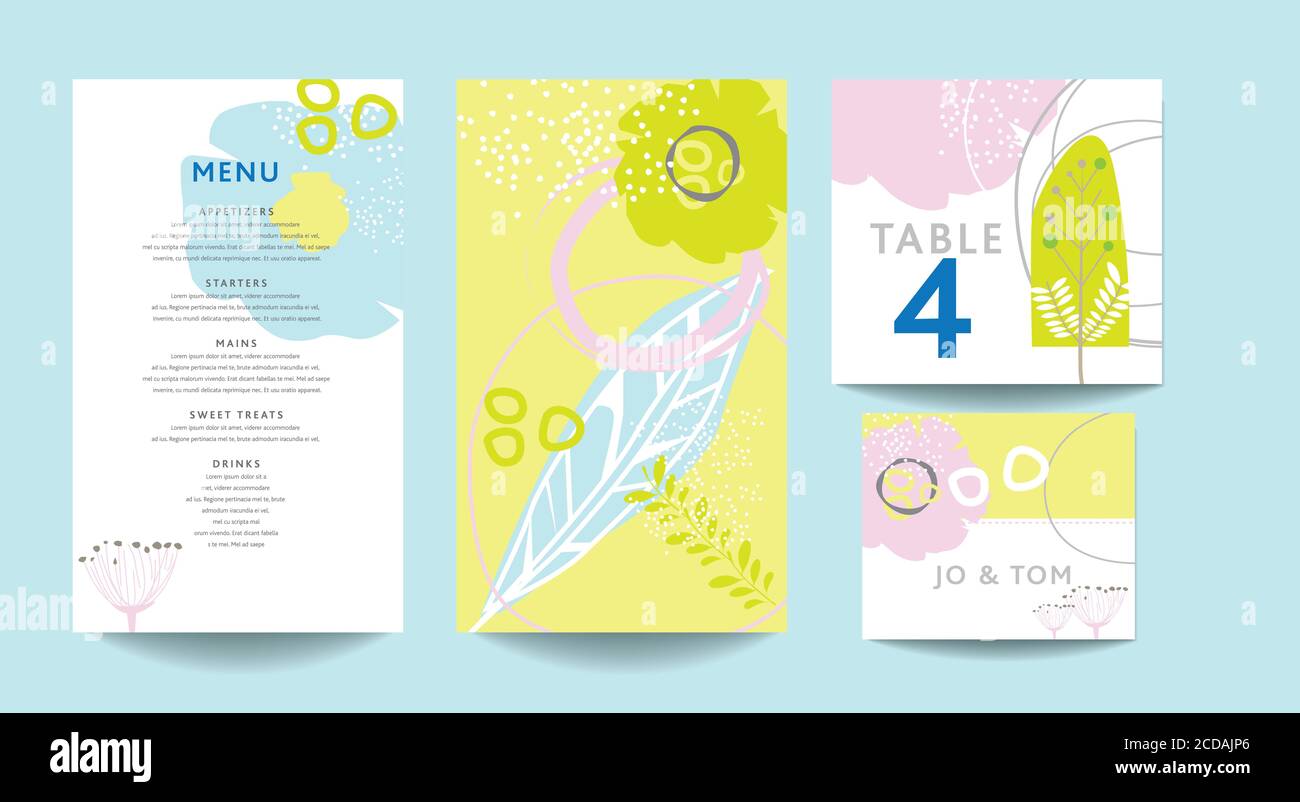 Modern abstract floral based scandinavian abstract art inspired menu ...
