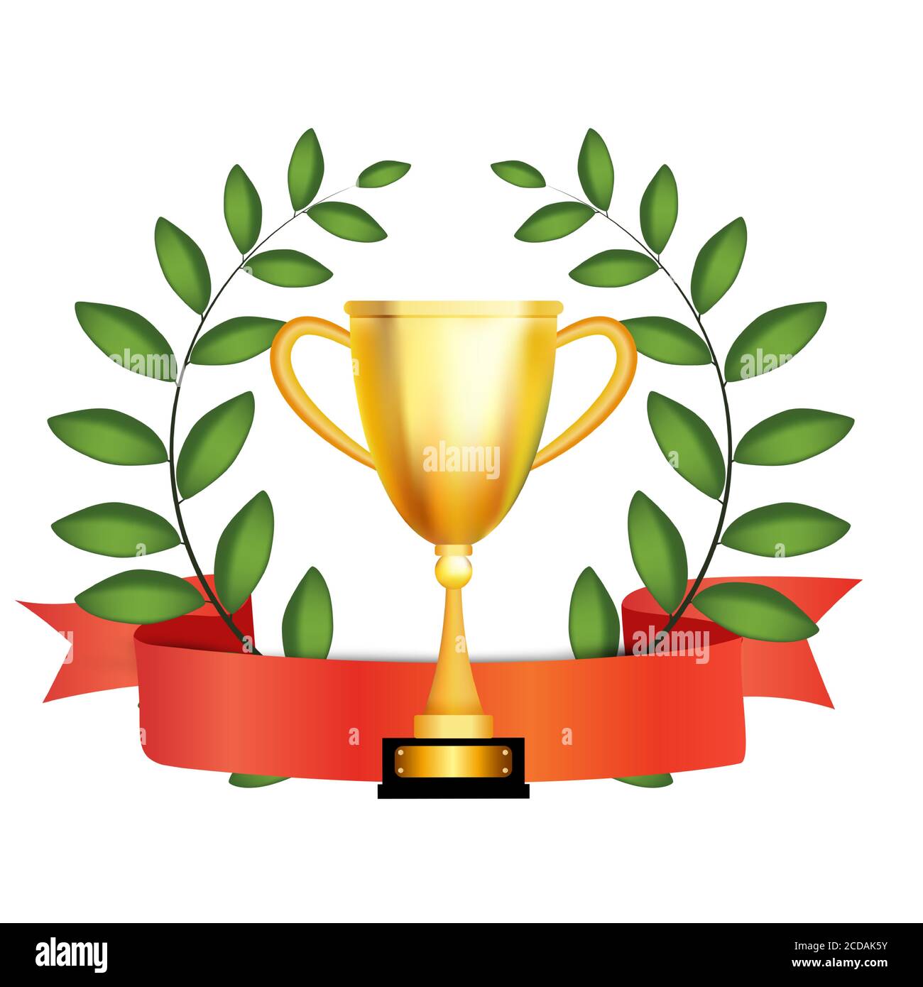 Winner trophy gold cup with Laurel wreath. Vector Illustration Stock ...