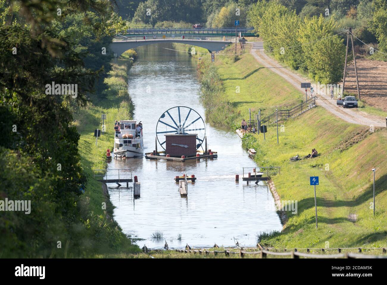 Inclined plane in Jelenie, Poland. August 16th 2020, one of five, at 84 km long Kanal Elblaski (Elblag Canal) designed in 1825 to 1844 by Georg Steenk Stock Photo