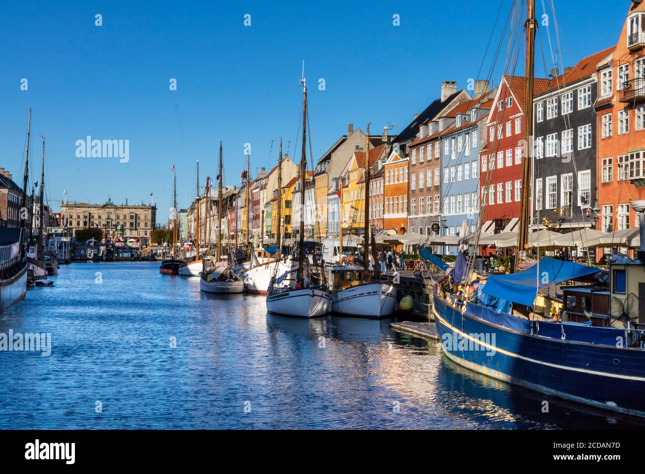 Nyhavn water front canal and touristic street in Copenhagen Stock Photo