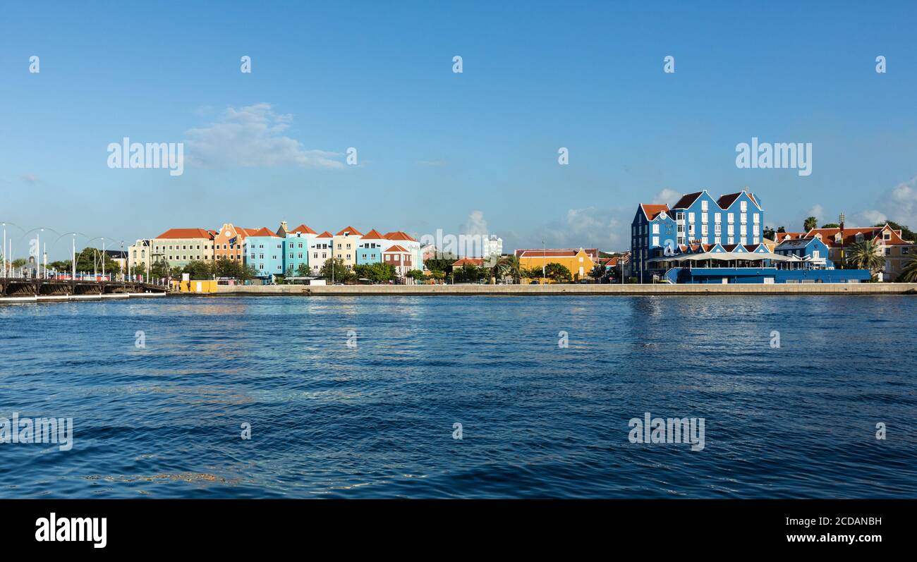 A view of Otrobanda across St. Anna Bay from Punda in Willemstad, the capital city of the Caribbean island of Curacao in the Netherlands Antilles.  Th Stock Photo