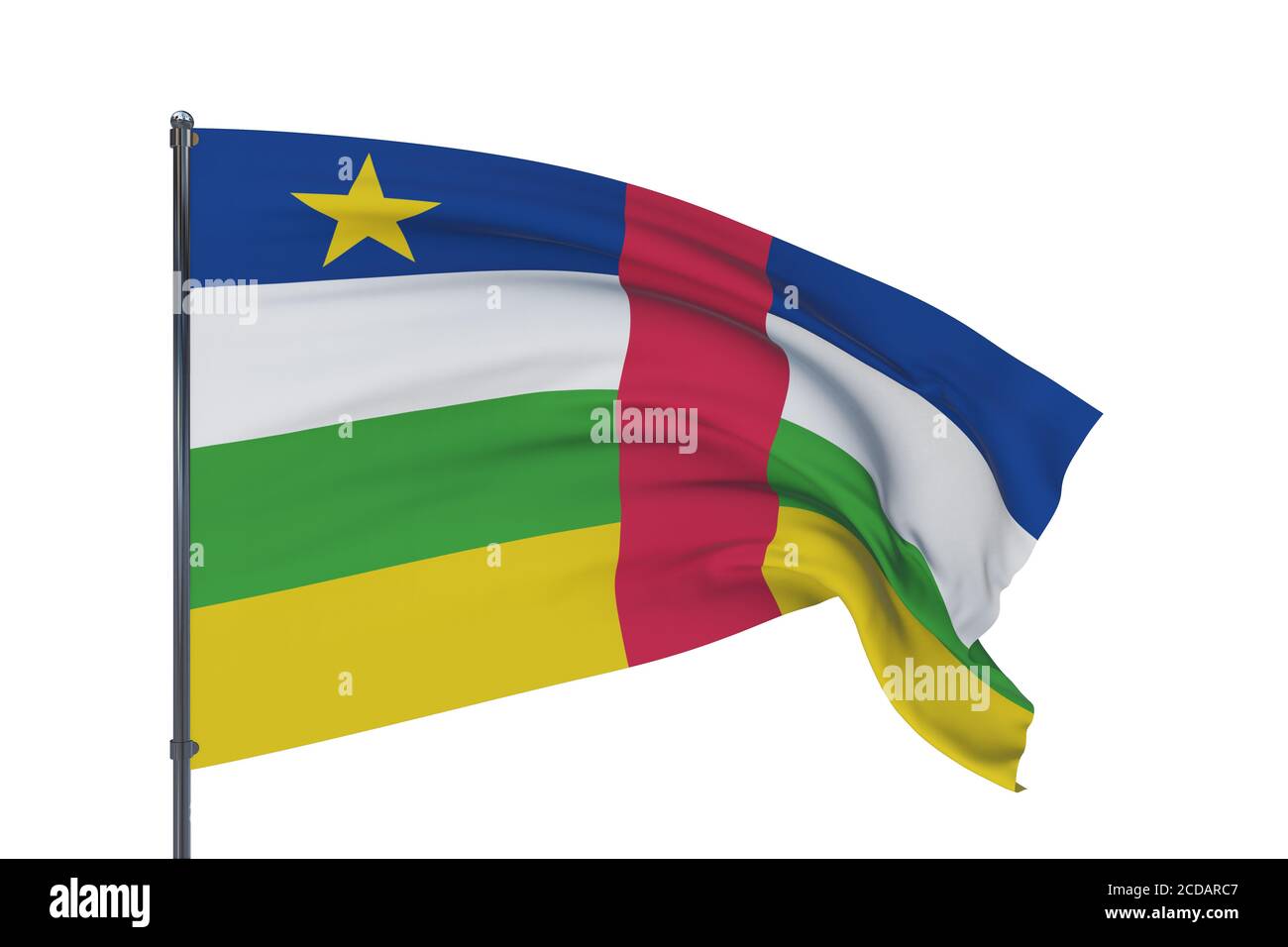 3D illustration. Waving flags of the world - flag of Central African ...