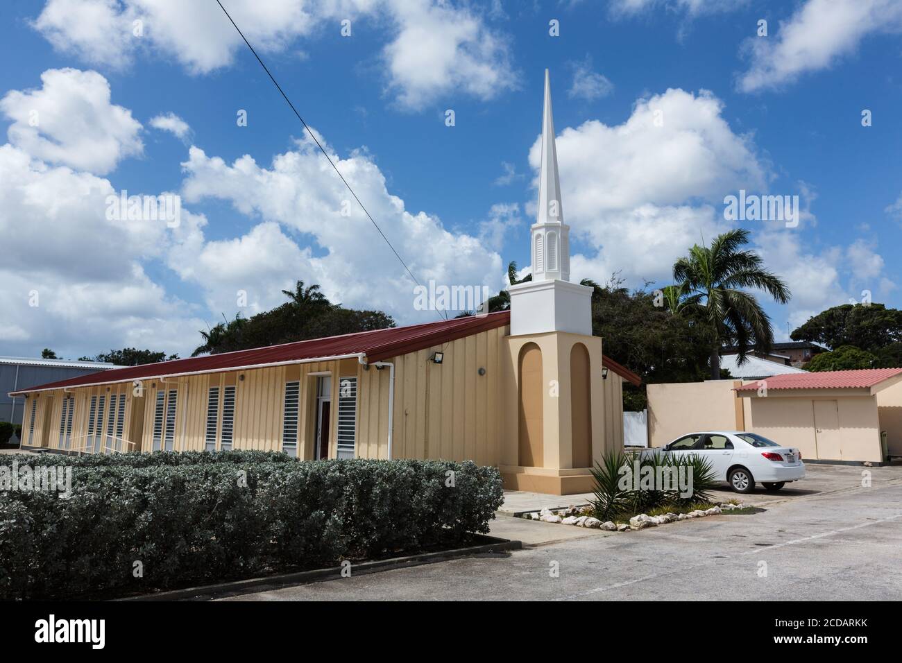 A meeting house or chapel of The Church of Jesus Christ of Latter-day Saints, or Mormons, in Willemstad, Curacao. Stock Photo