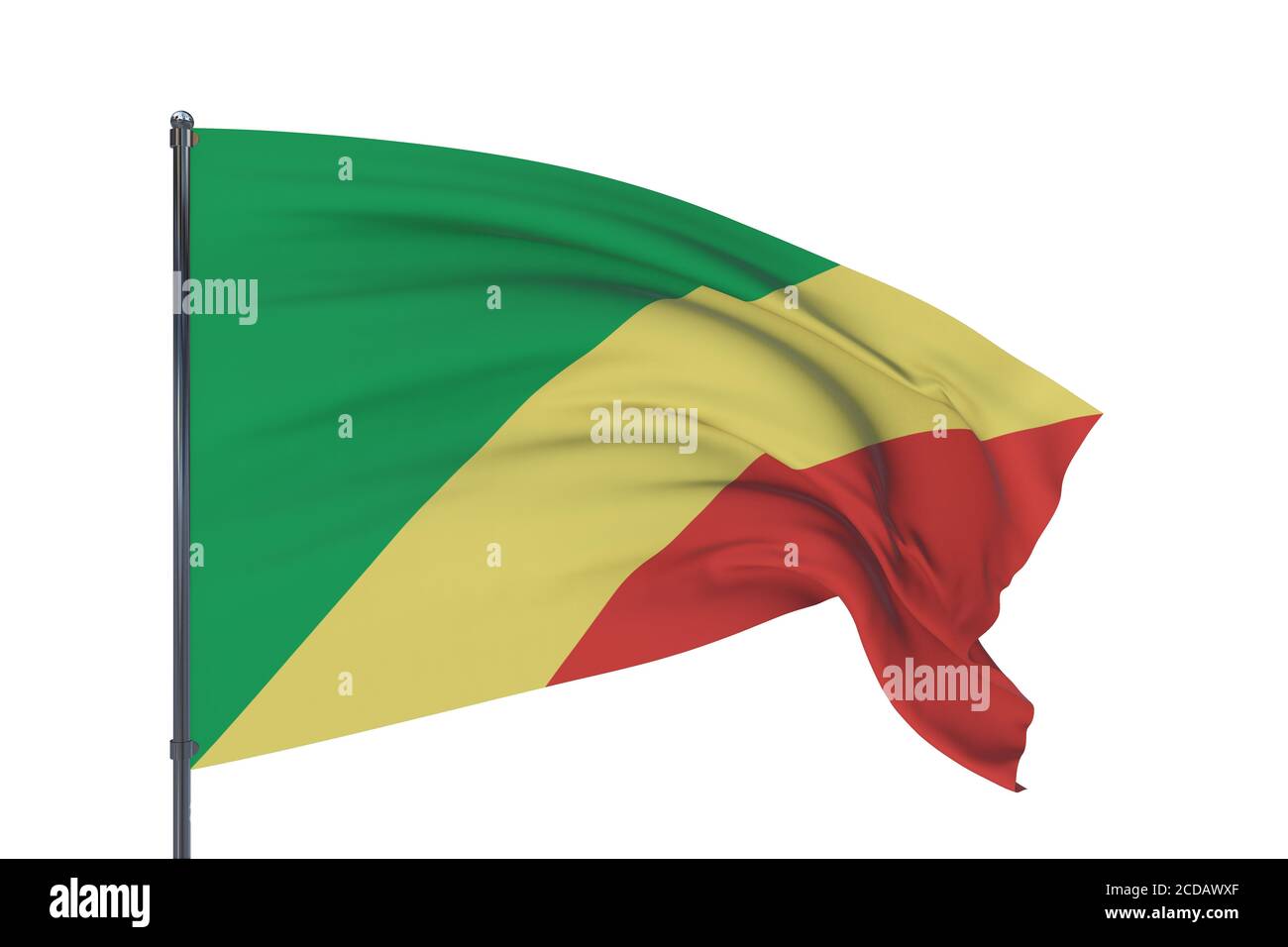 3D illustration. Waving flags of the world - flag of Republic of the ...