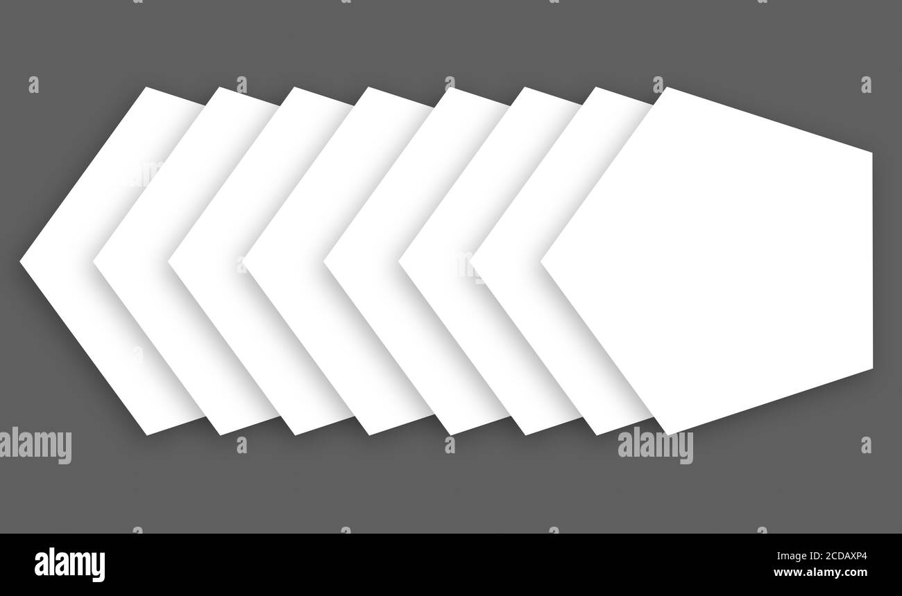 series of pentagons overlaps soft shadow on gray prints ready Stock Photo