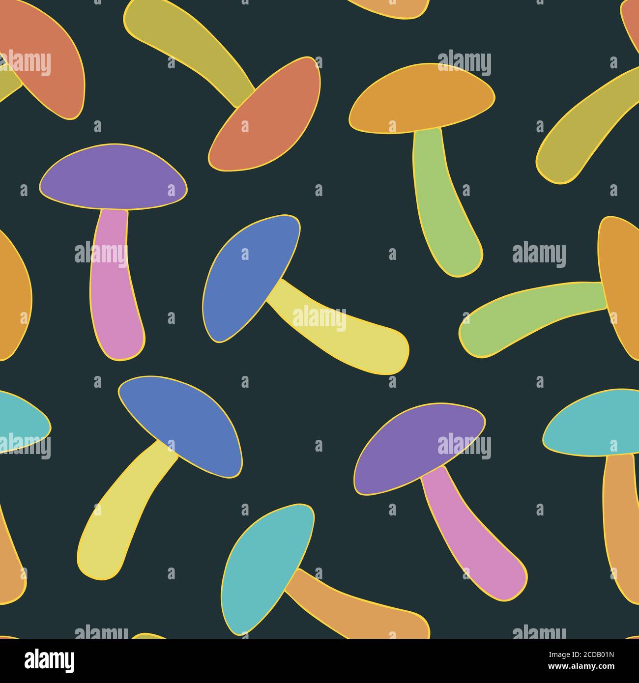 Seamless pattern with cute playful mushrooms. Stock Vector