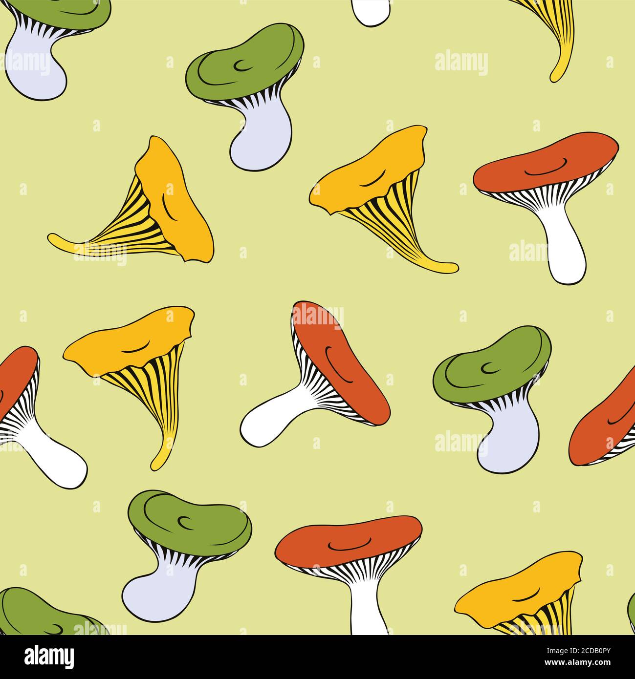 Seamless pattern with cute playful mushrooms. Stock Vector