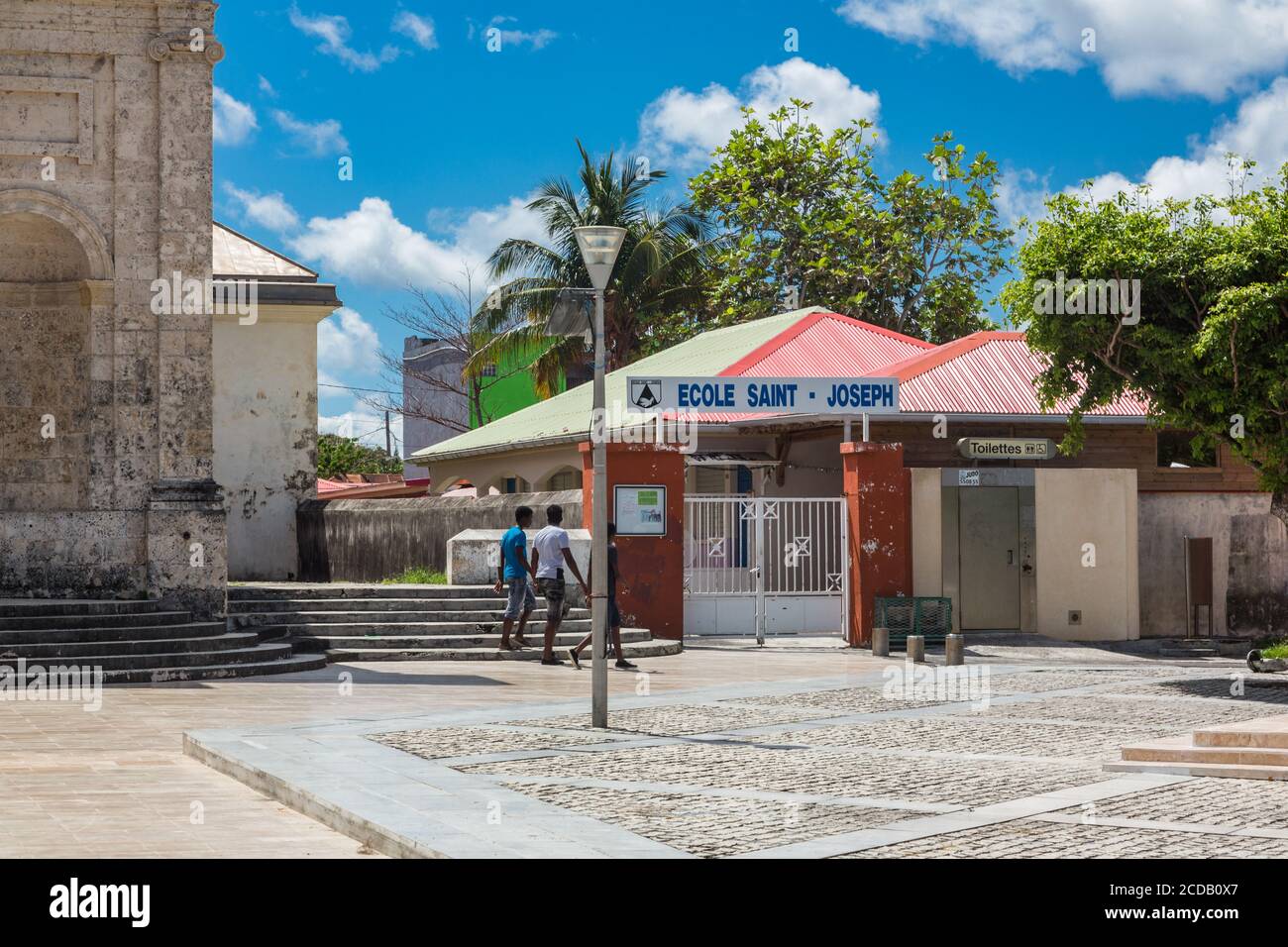 The Ecole Saint-Joseph du Moule is a private primary school in Le Moule on the island of Grande-Terre, Guadeloupe. Stock Photo