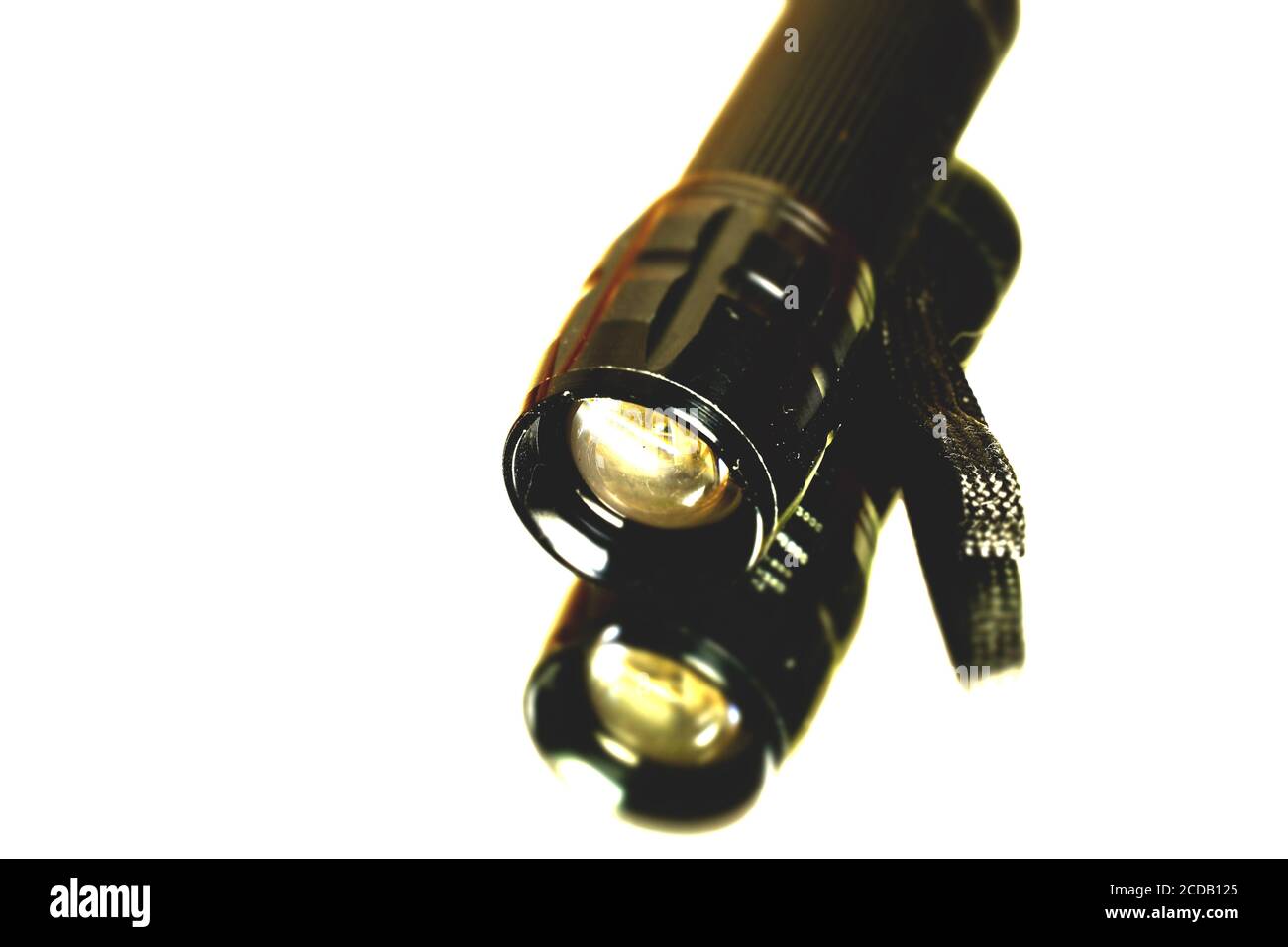 led flashlight reflected on surface. Product photography Stock Photo