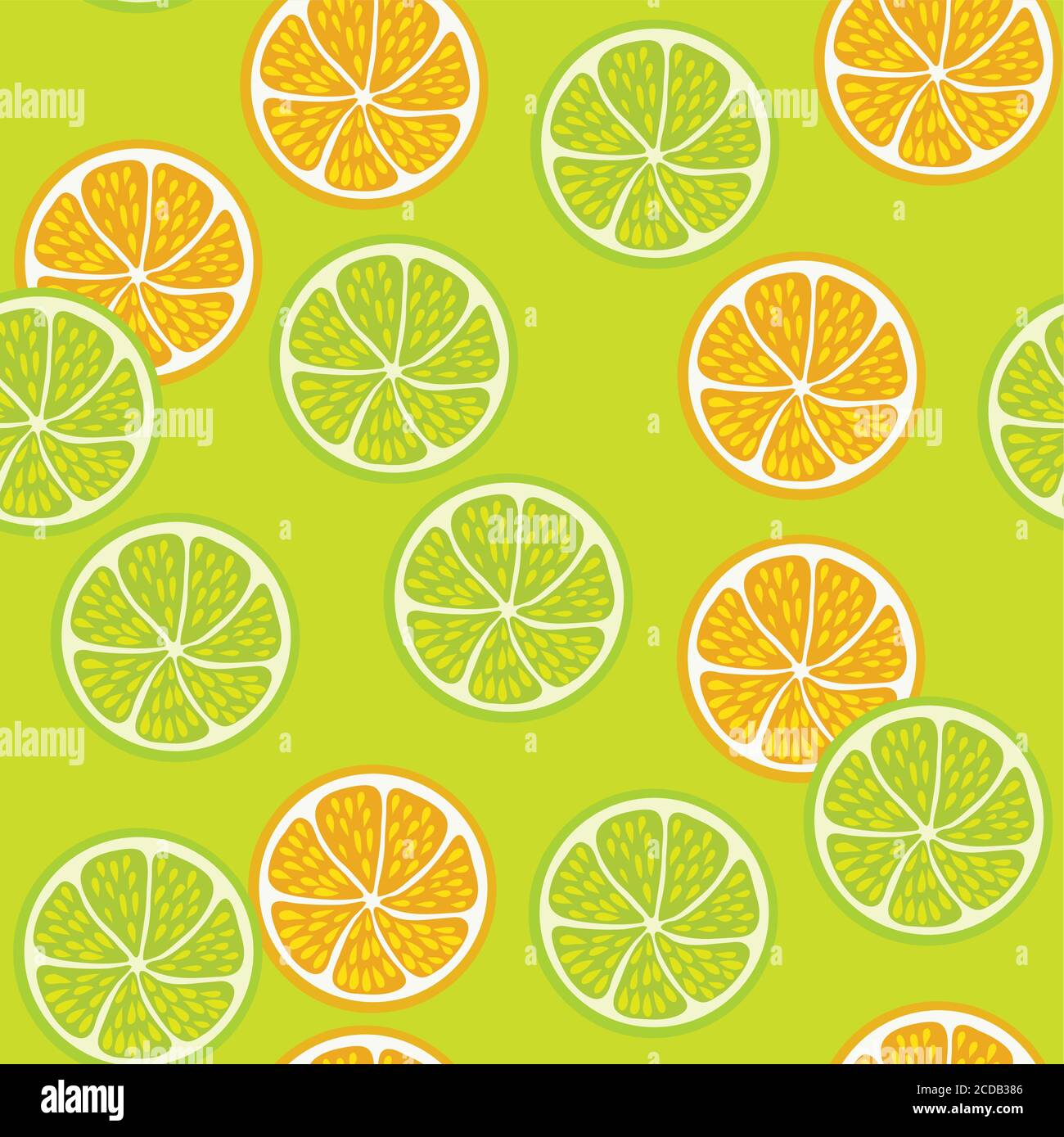 Seamless pattern with juice lemon and orange slice. Stock Vector