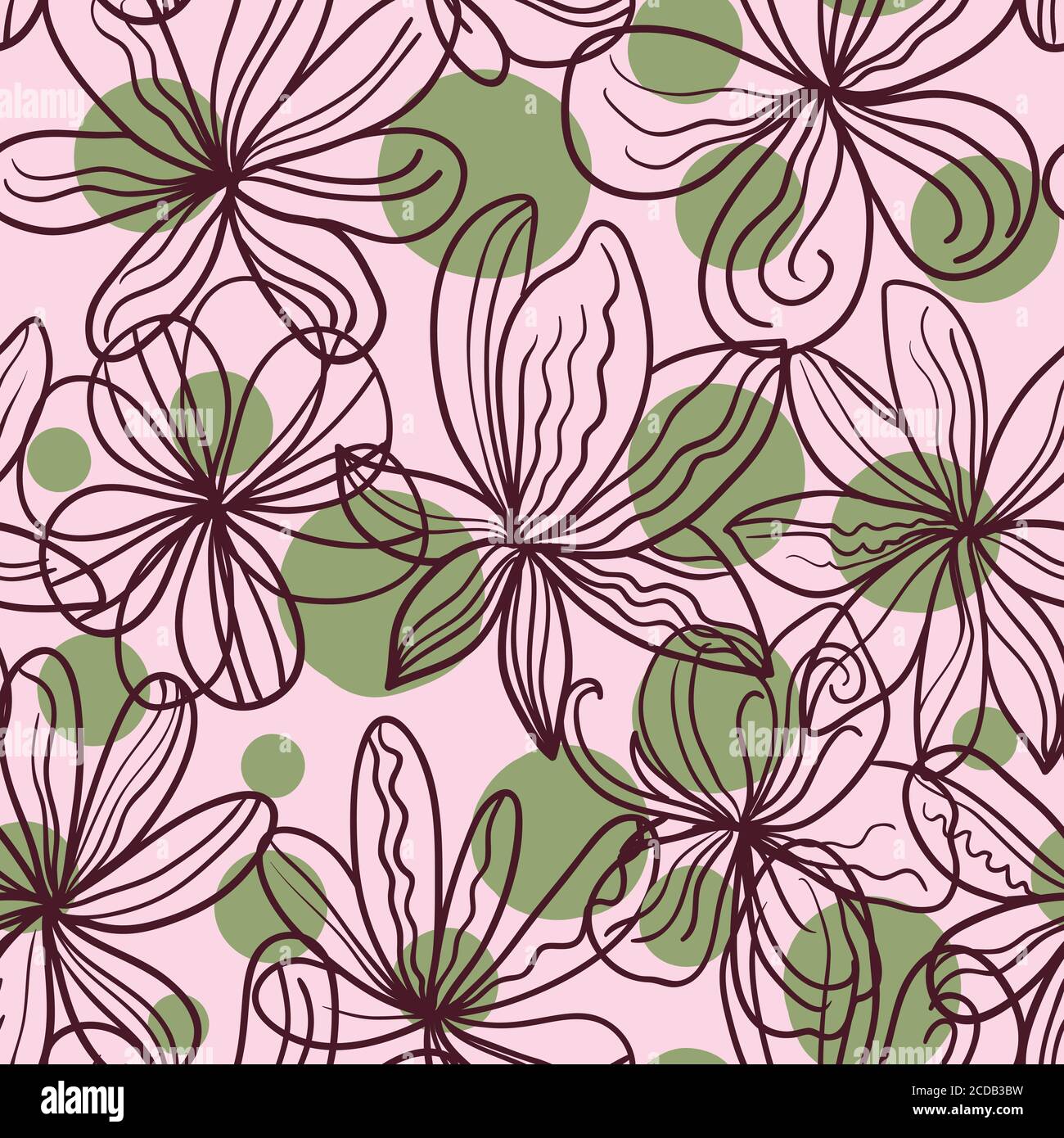 Seamless pattern with plants abstract floral elements Stock Vector