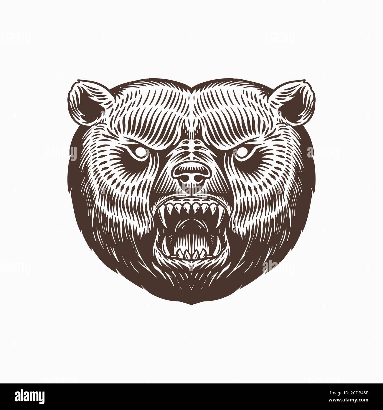Geometric Sketch Style Bear Head Tattoo Idea