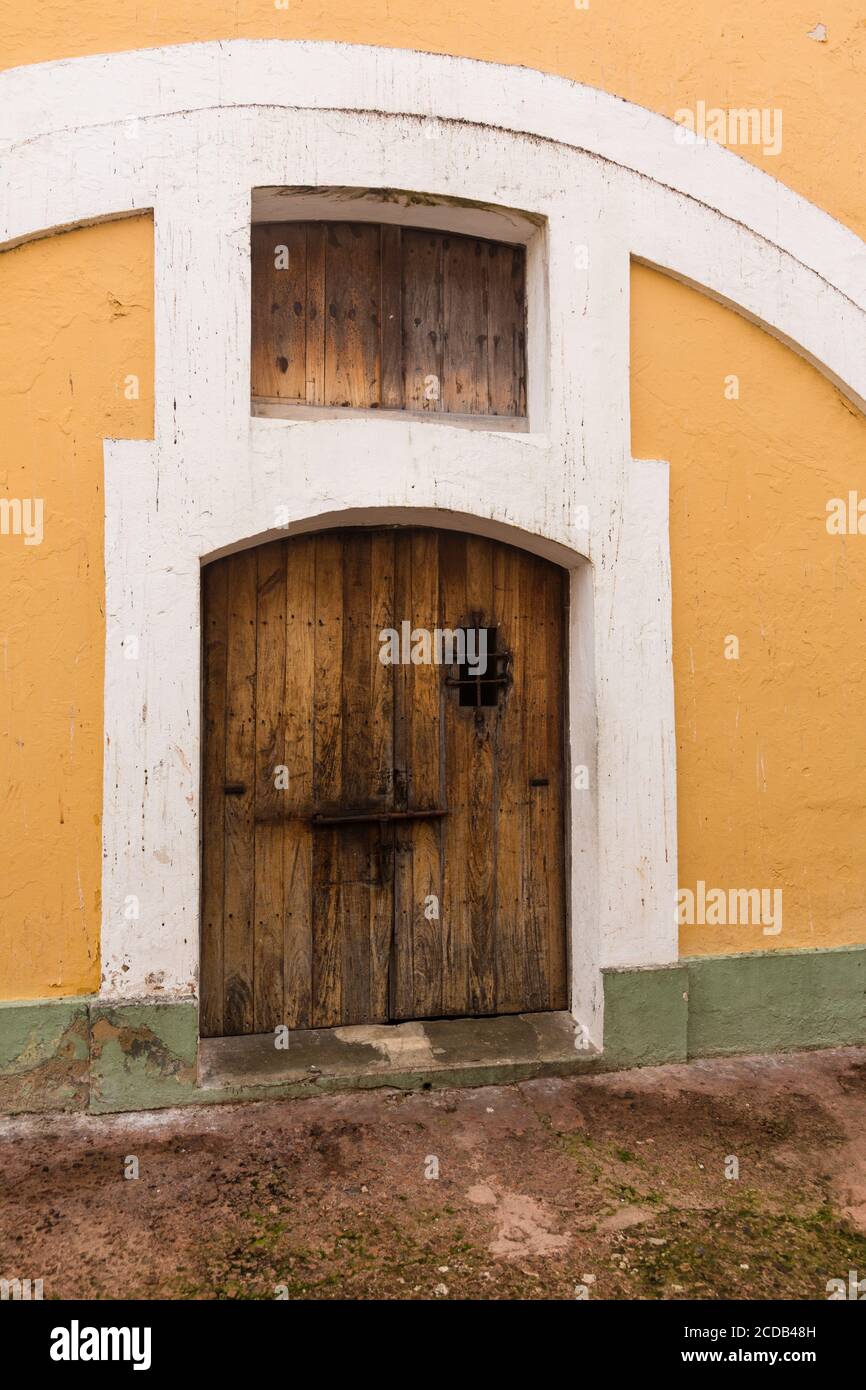 Casemates on the Main Plaza of Castillo San Felipe del Morro were used for living quarters or to store supplies.  Old San Juan, Puerto Rico.  San Juan Stock Photo