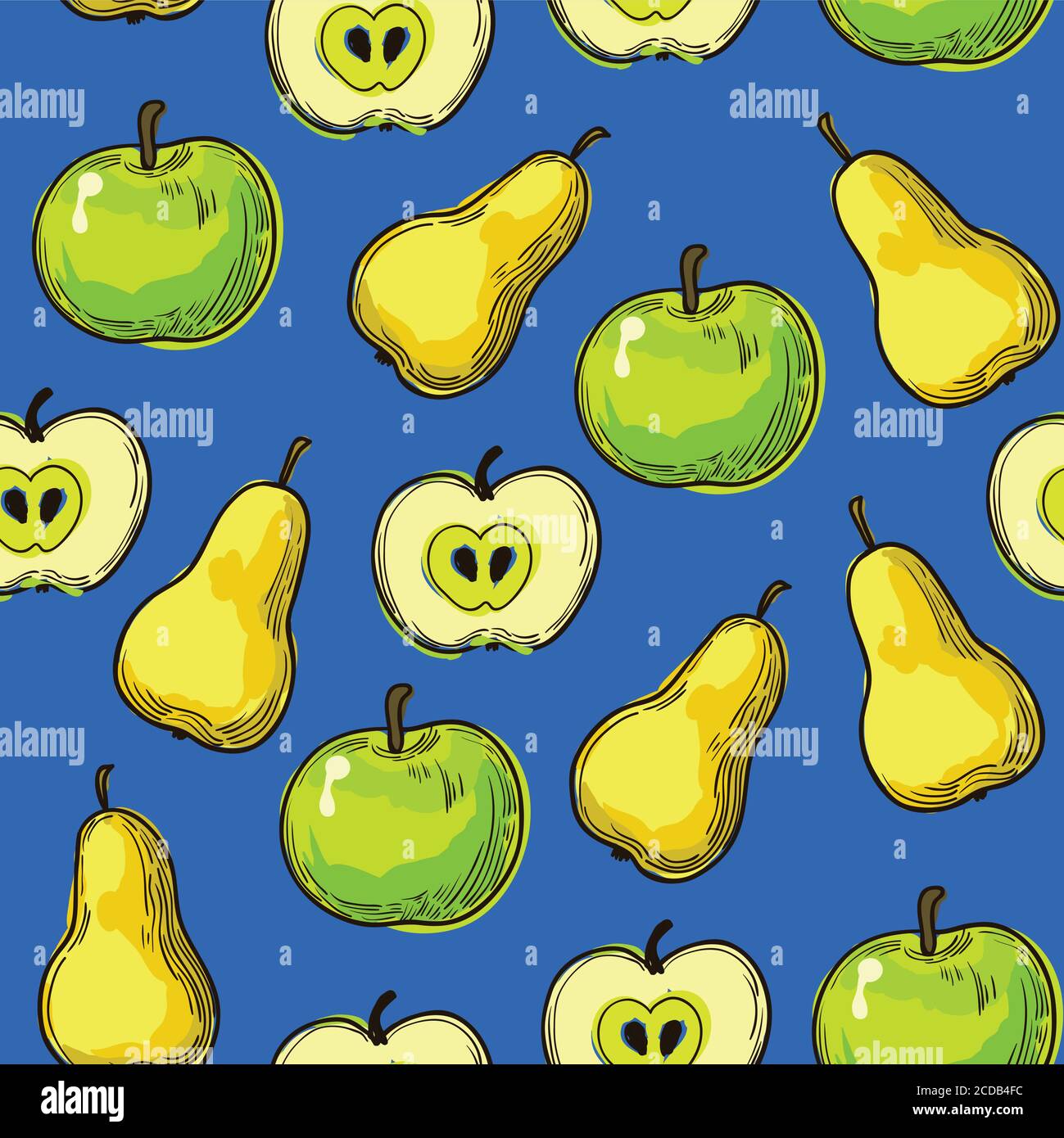 Seamless pattern with hand drawn fruits  Stock Vector