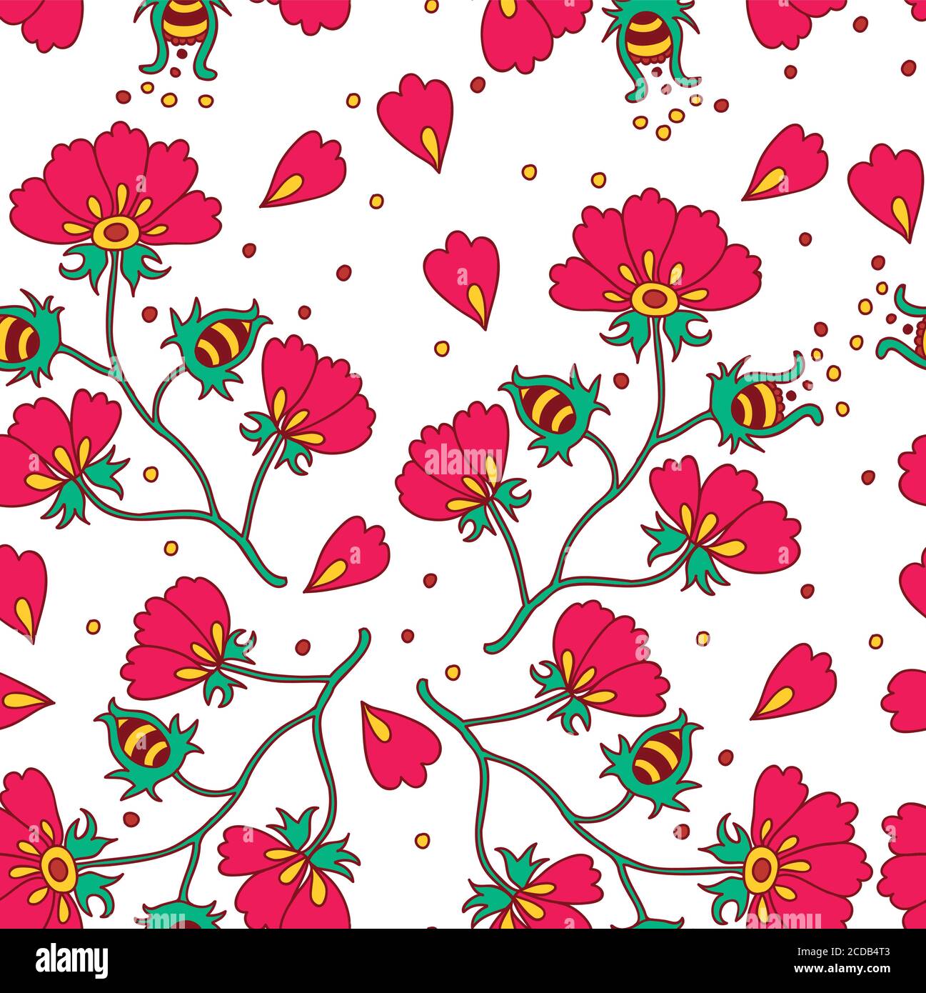 Seamless pattern with cute vintage meadow flowers  Stock Vector