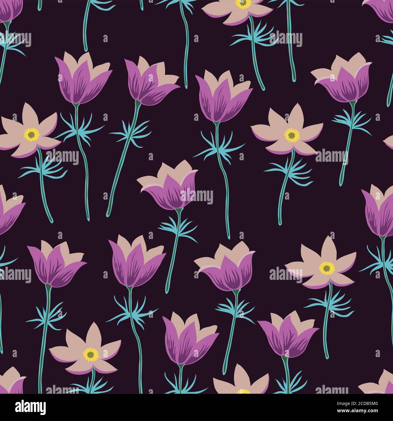 Pascal's Pattern Flower Seamless pattern with pasque flowers isolated on white background Stock ...