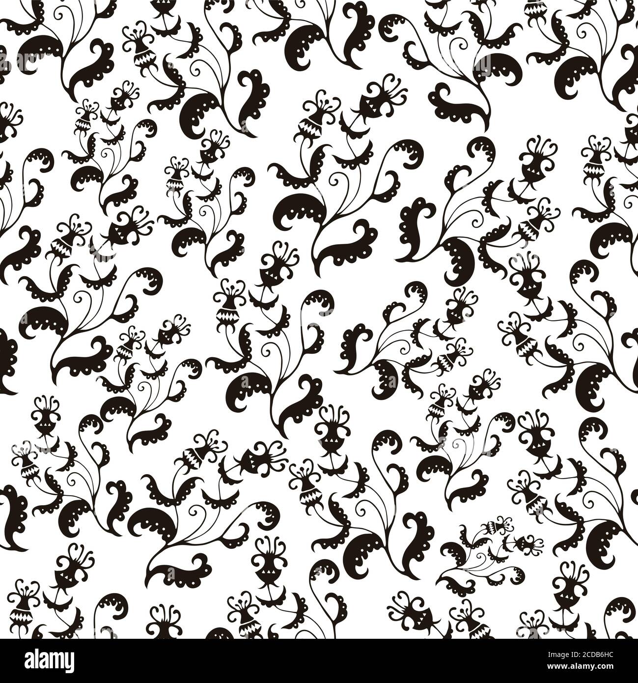 Seamless pattern with plants abstract floral elements Stock Vector