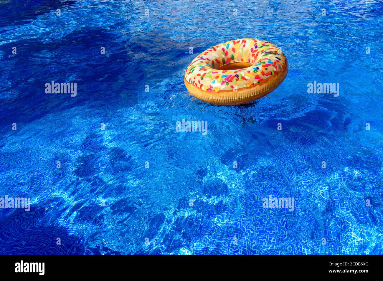 Detail with copy space of a round float in a pool with clean and ...