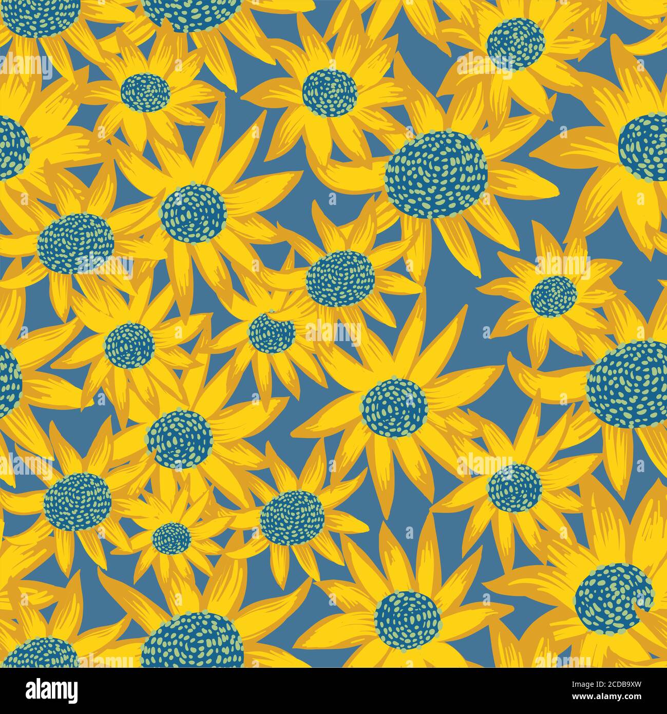 Seamless pattern with original elegance sunflowers Stock Vector