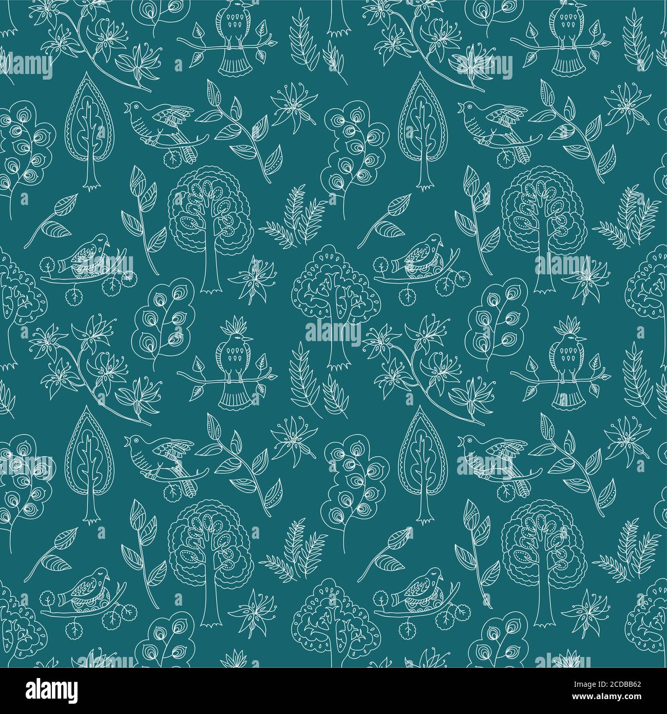 Cute seamless pattern with flowers birds and butterflies Stock Vector ...