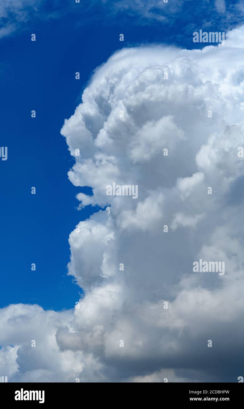 beautiful blue sky with thick white clouds in the afternoon vertical ...