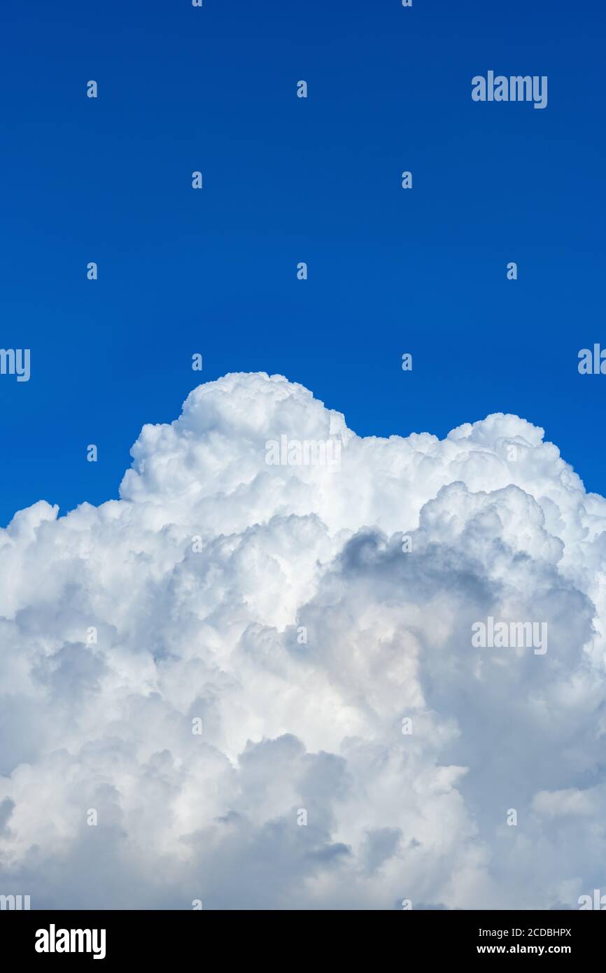 beautiful blue sky with thick white clouds in the morning vertical ...
