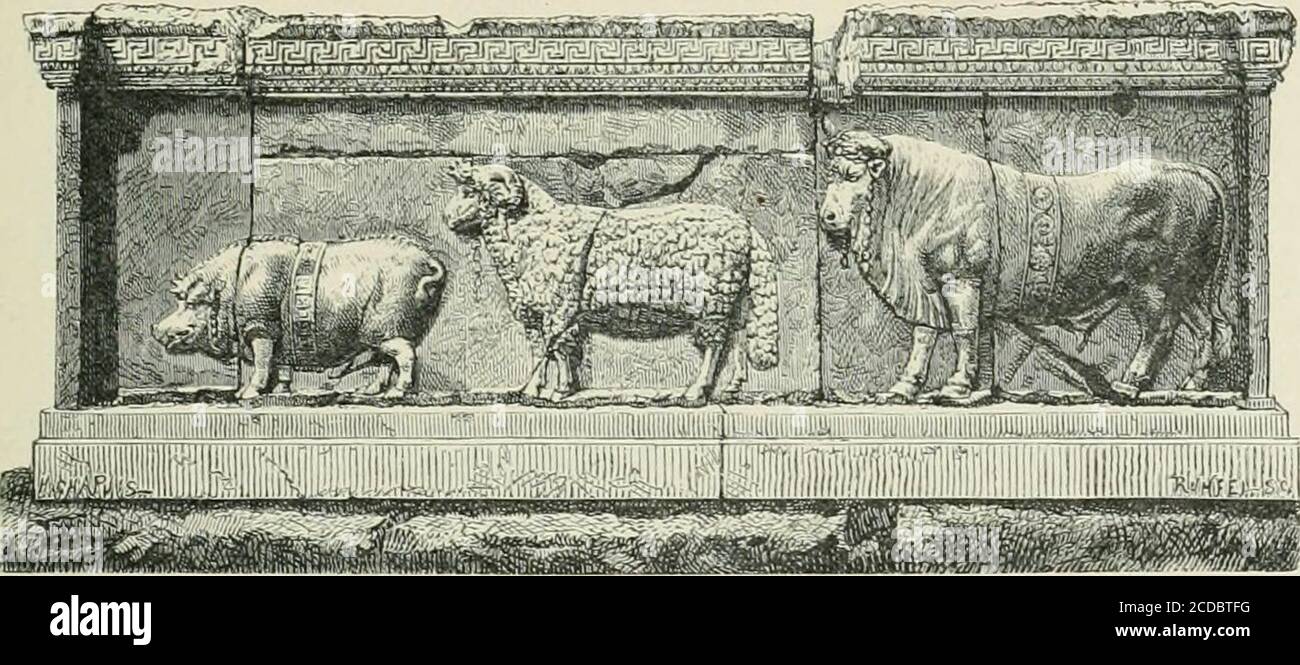 . History of Rome and the Roman people, from its origin to the establishment of the Christian empire . .r ^(icrorum luid iiK)reoei- a mtispuhlica,or residence granted by the Stale. The Roman Ilercule.s, wlio was identical with the Sahine Sancus, and was also ihe Uod offrond faith {mehercule), because he was the strong god, took the name of Recaranns orOaraiuis (Aur. Vic OH;/. 6; Serv. ad yEn. vi. 2n.) Pint. C&lt;cf. 61. UKLlUUCs AM) KKLlUlllLlS IX.sTlTl TUlAS. m tlicse Avero the fires of purification. The Aiiibt(rtHiU)(, or histra-tions of the fields, were performed in the name of the State Stock Photo