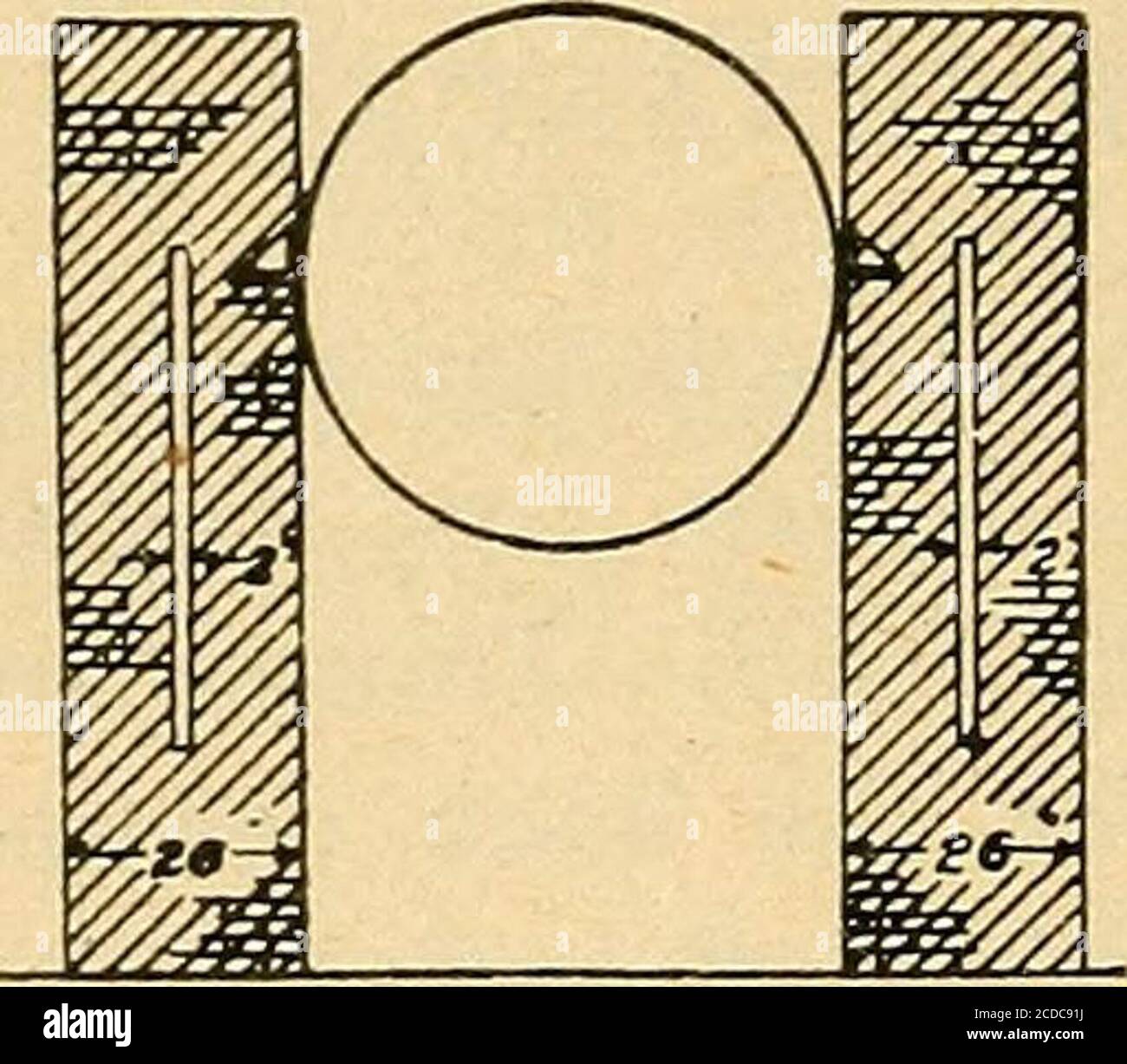 . Twentieth century hand-book for steam engineers and electricians, with questions and answers .. . for the boiler to restupon. But with horizontal tubular or water tube boilers thematter of brick work becomes important, and partic-ular attention should be paid to securing a good foun-dation for the walls and great care exercised in buildingthem in such manner that the expansion of the innerwall or lining will not seriously affect the outer walls.This can be done be leaving an air space of two inchesin the rear and side walls, beginning at or near thelevel of the grate-bars and extending as hi Stock Photo