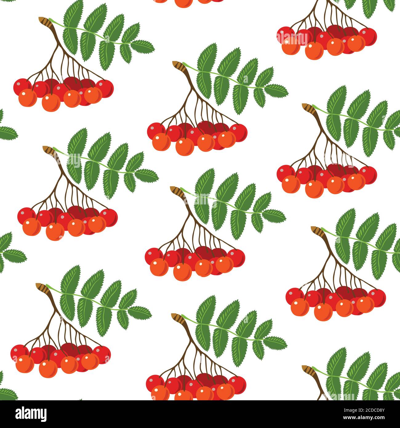 Regular seamless pattern with red Rowan berries Stock Vector