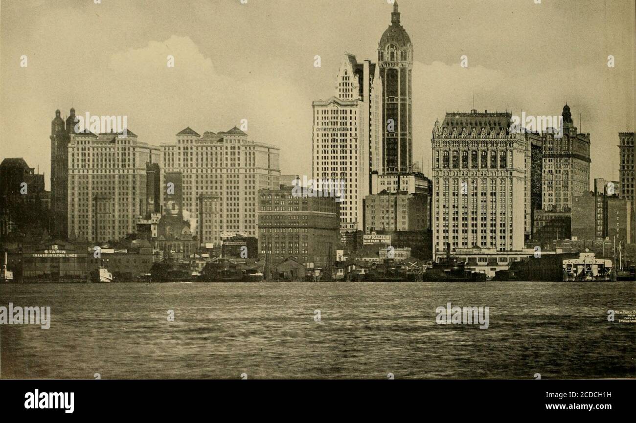 Scenes of modern New York . Park Row Building. Hudson Terminal Buildings. City  Investing Building. Singer Building. West Street Building Trinity Building.  American THE SKYSCRAPERS Stock Photo - Alamy